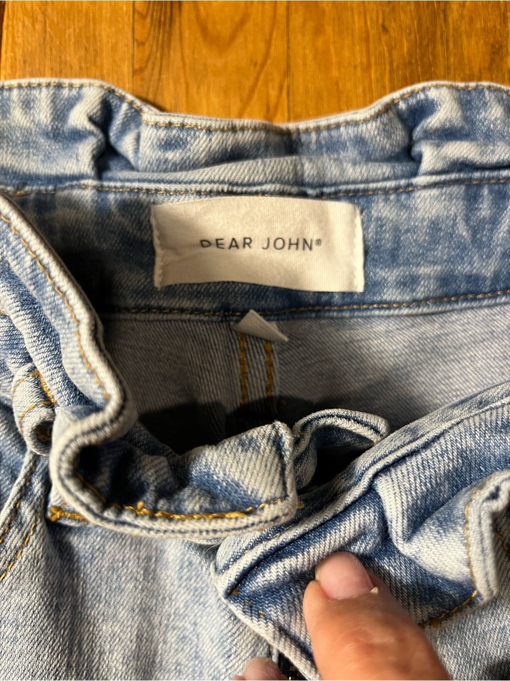 Dear John Light Blue Straight-Leg  paper bag waist. - Picture 2 of 4